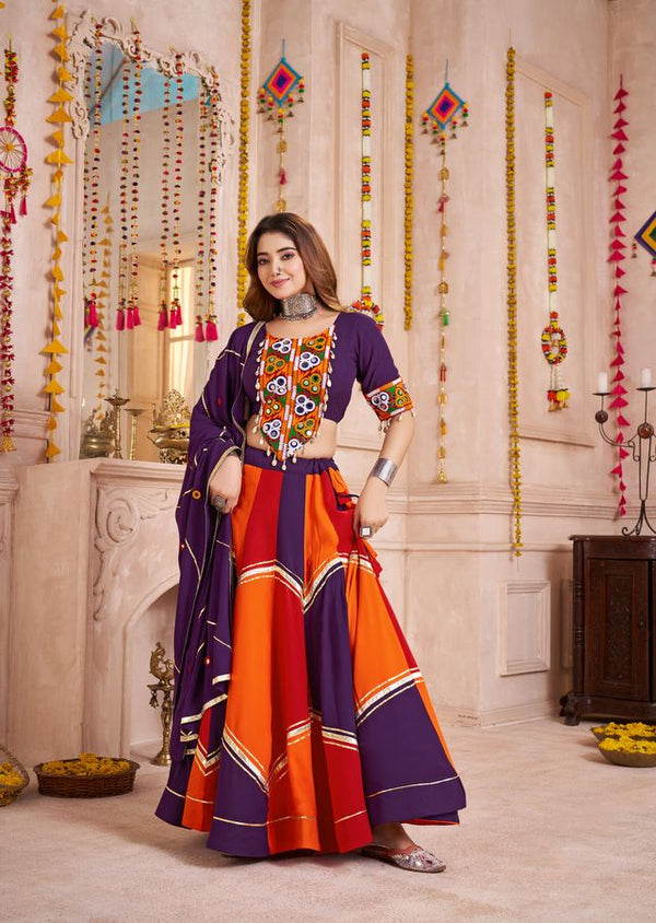Multi Color  Viscose Cotton Navratri Collocation