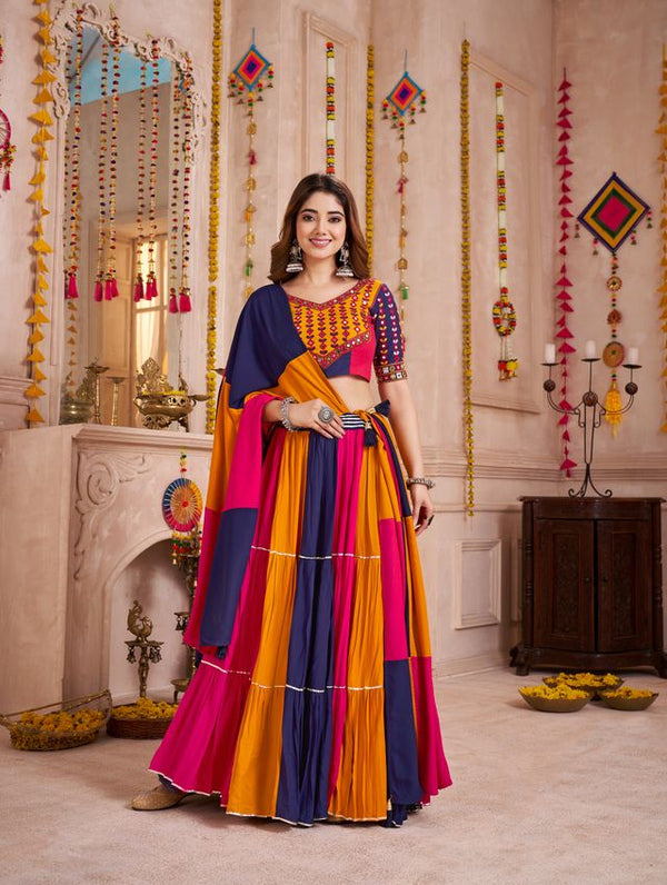 Multi Color Viscose Cotton Frill and Flair Concept Stitching Pattern