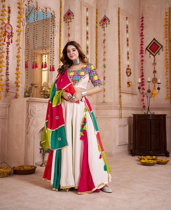 Multi Color  Viscose Cotton Navratri Collocation