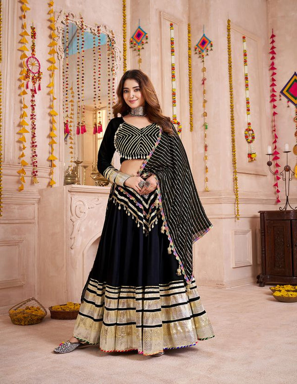 Black  Viscose Cotton Navratri Collocation