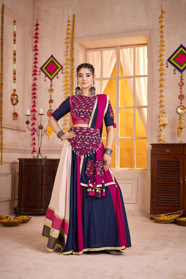 Multi Color  Viscose Cotton Navratri Collocation