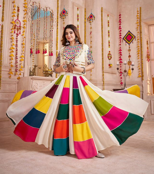 Multi Color Viscose Cotton Frill and Flair Concept Stitching Pattern