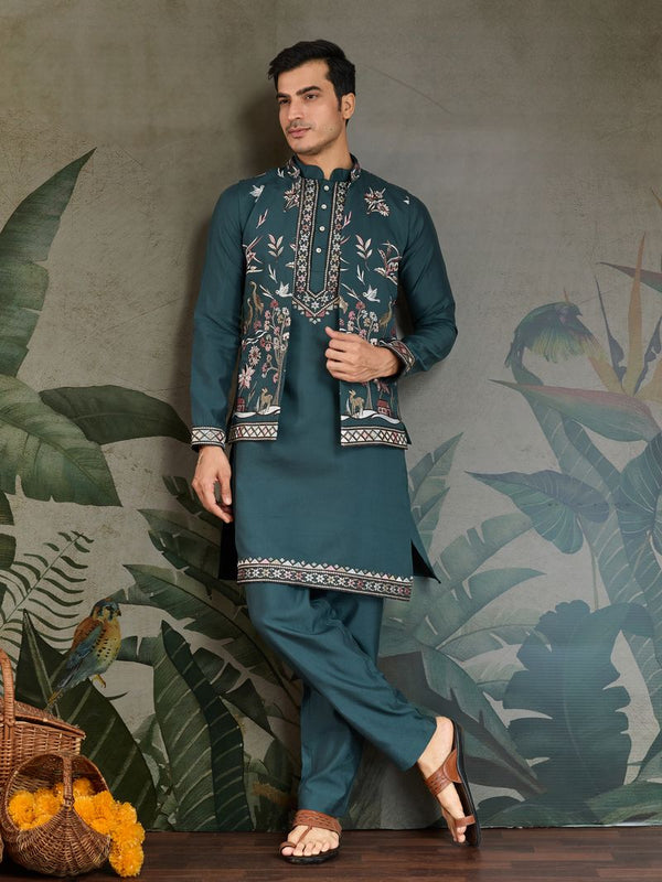 Green Designer Kurta Koti Set