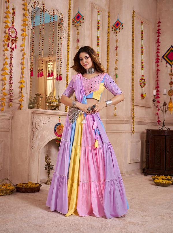 Multi Color Viscose Cotton Frill and Flair Concept Stitching Pattern