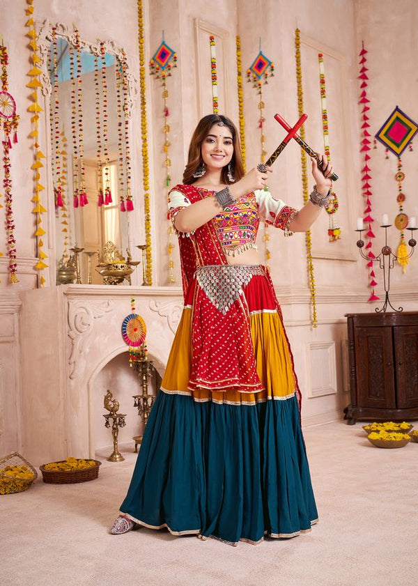 Multi Color  Viscose Cotton Navratri Collocation