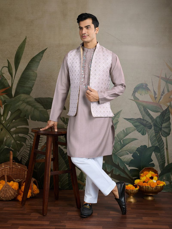 Viscose Silk Kurta Set – Thread & Jacquard Work